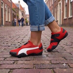 Puma Mostro OG Prime Sneakers Womens 6.5 Red Spiked Low Top Mesh Straps **NEW**